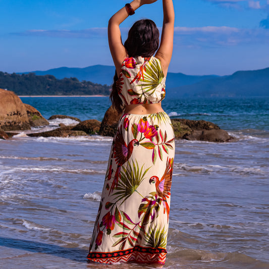 Vestido longo regata fenda Cairo Shine