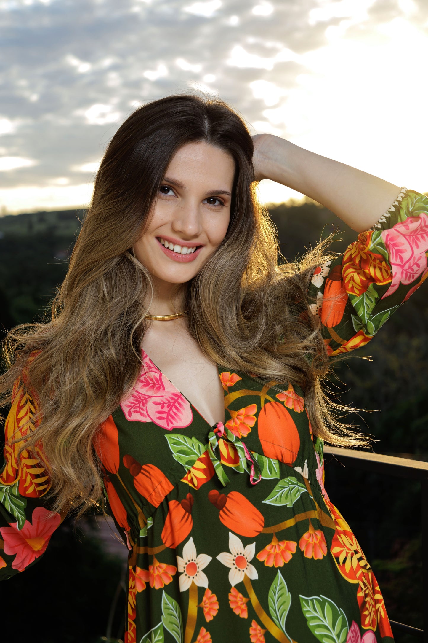 Vestido Soltinho Manga 3/4 com Babado Tokyo Zen