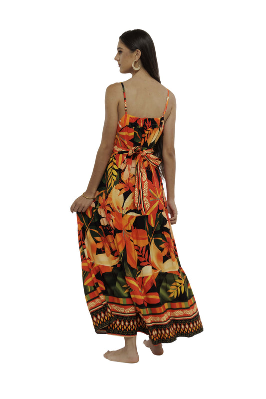 Vestido longo com cinto Miami Nights