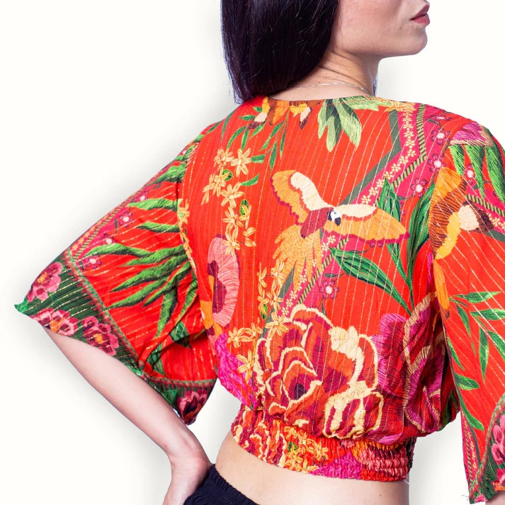 Cropped estampado com manga Malu