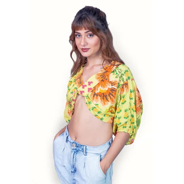Conjunto estampado cropped + saia Marina