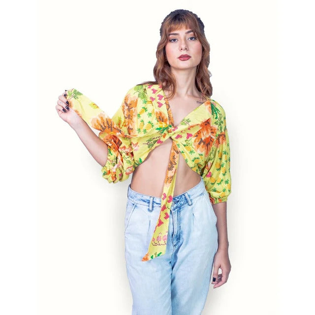 Conjunto estampado cropped + saia Marina
