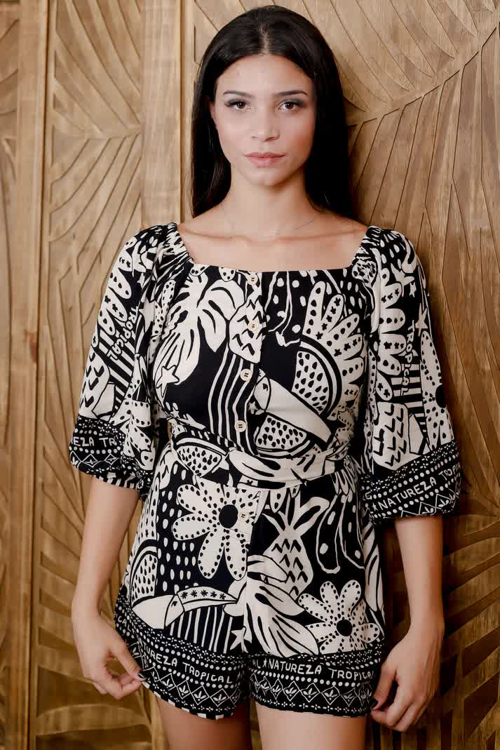 Macaquinho com manga 3/4 Lucia