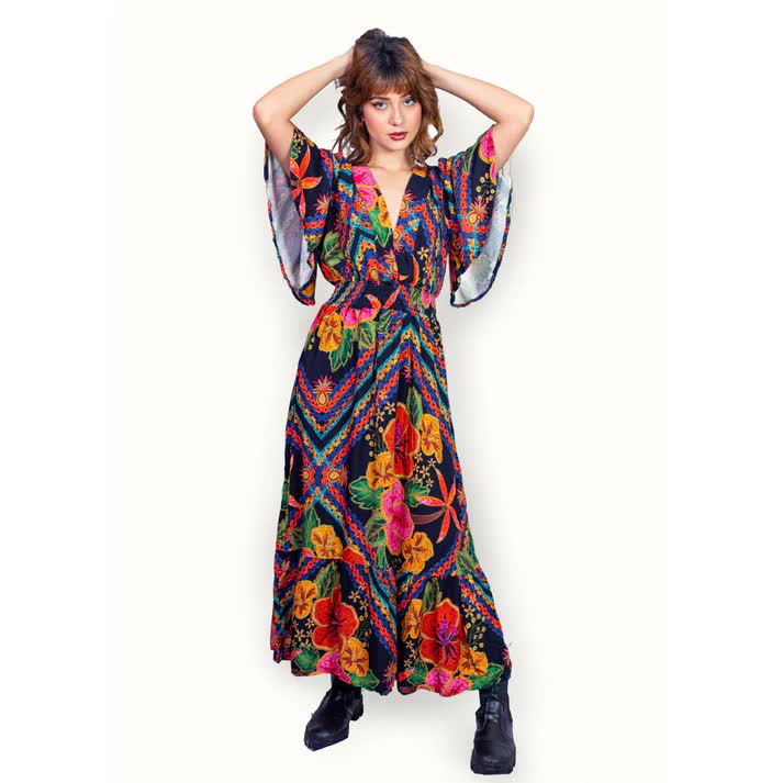 Vestido longo decote em V Josefine