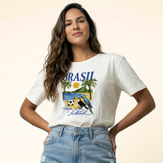 Camiseta Feminina Praia Sol e Futebol