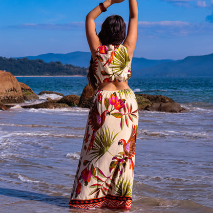 Vestido longo regata fenda Cairo Shine