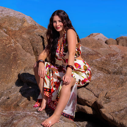 Vestido longo regata fenda Cairo Shine