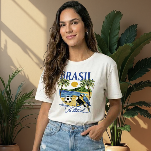 Camiseta Feminina Praia Sol e Futebol