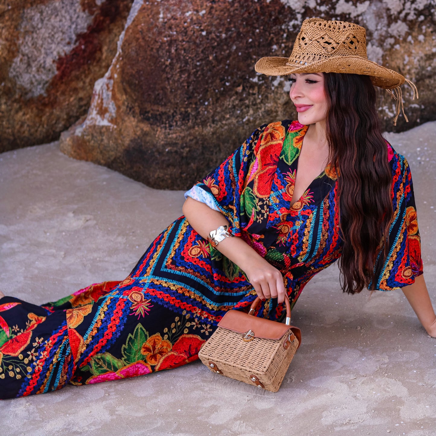 Vestido longo decote em V Josefine