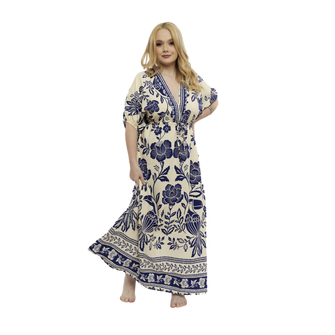 Vestido longo manga curta Dubai Sky