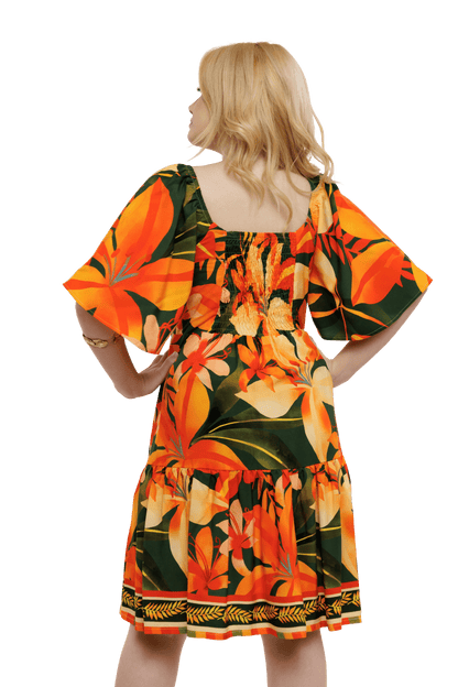 Vestido curto com manga Miami Tropical