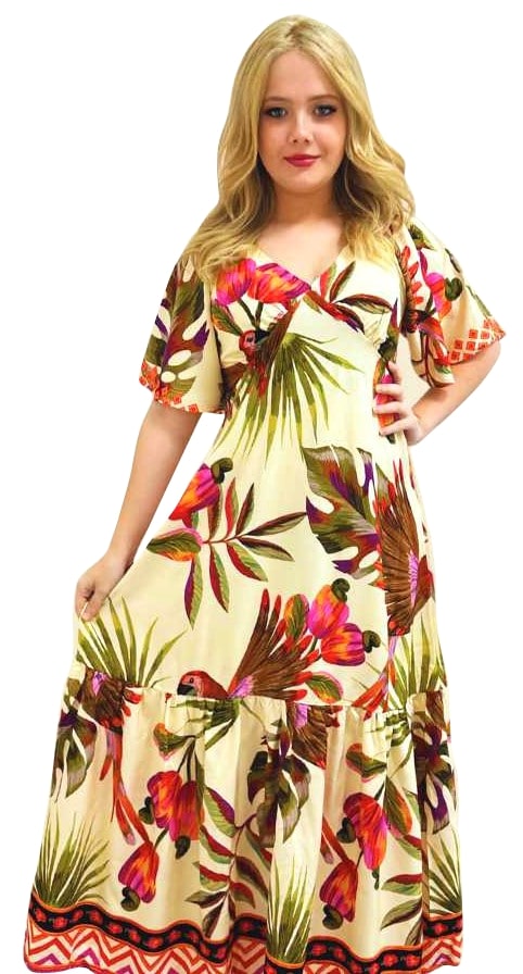Vestido longo com manga Cairo Shine