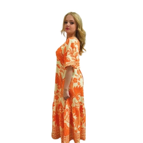 Vestido longo com manga Brasil Real