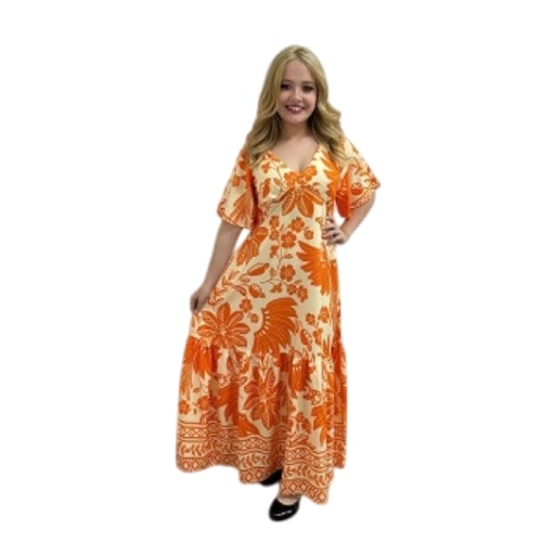 Vestido longo com manga Brasil Real