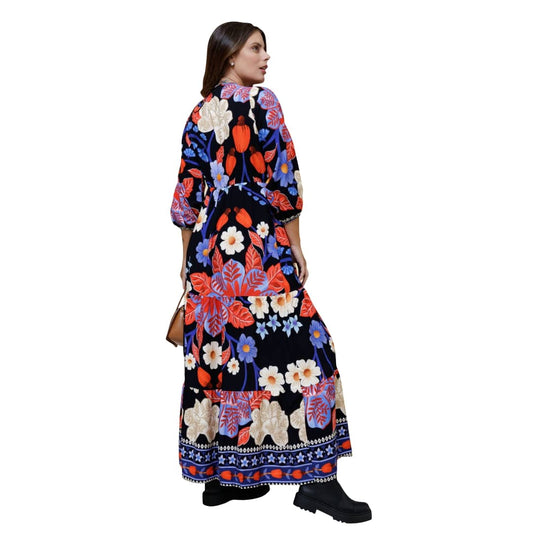 Vestido Soltinho Manga 3/4 com Babado Tokyo Soul
