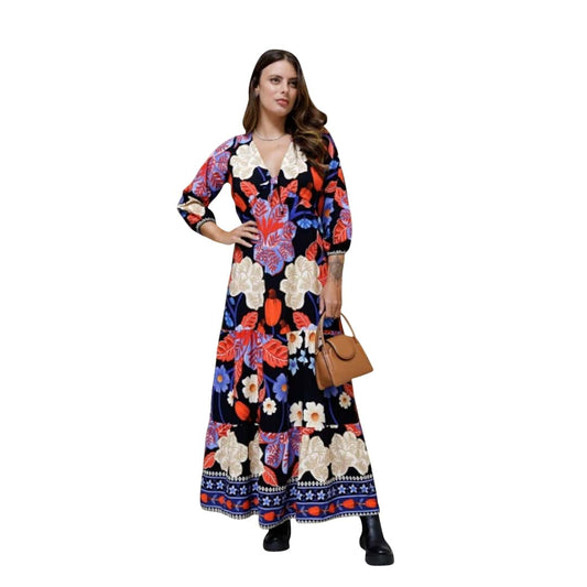 Vestido Soltinho Manga 3/4 com Babado Tokyo Soul
