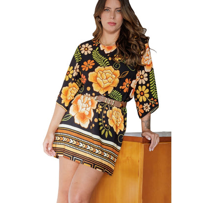 Vestido Soltinho Manga 3/4 Ibiza Shadow