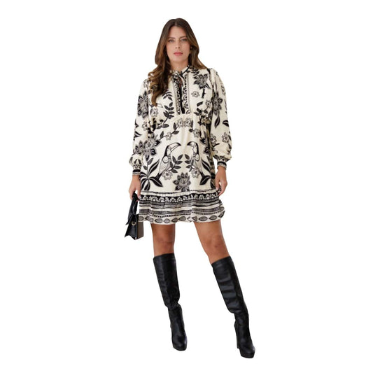 Vestido curto com babado manga longa Nairobi Day