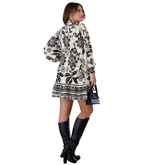 Vestido curto com babado manga longa Nairobi Day