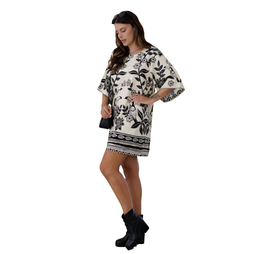 Vestido Soltinho Manga 3/4 Greece Soul