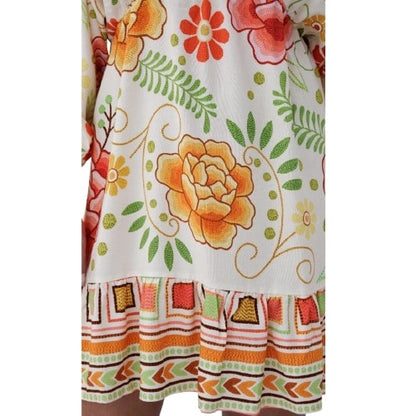 Vestido curto com babado manga longa Kyoto Love