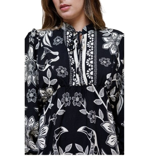 Vestido curto com babado manga longa Nairobi Night