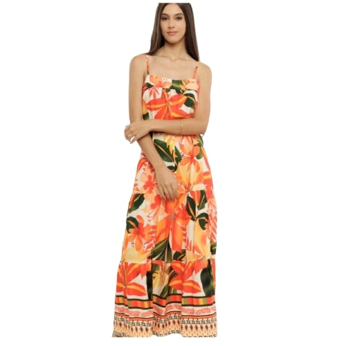 Vestido longo com alça Miami Sunset