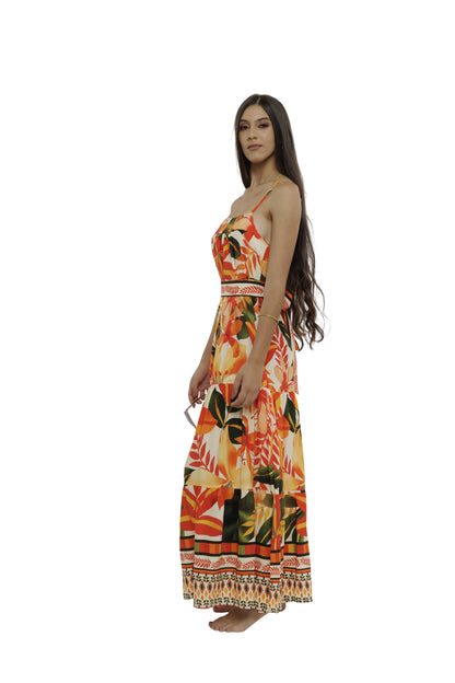 Vestido longo com cinto Miami Sunset