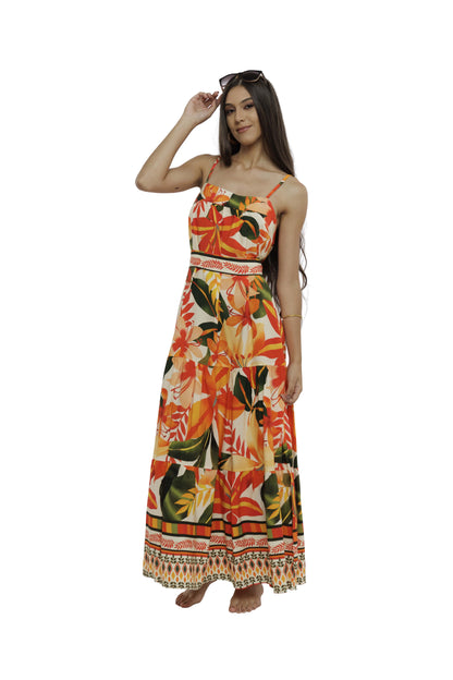 Vestido longo com cinto Miami Sunset