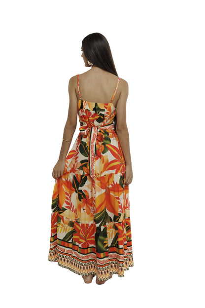 Vestido longo com cinto Miami Sunset