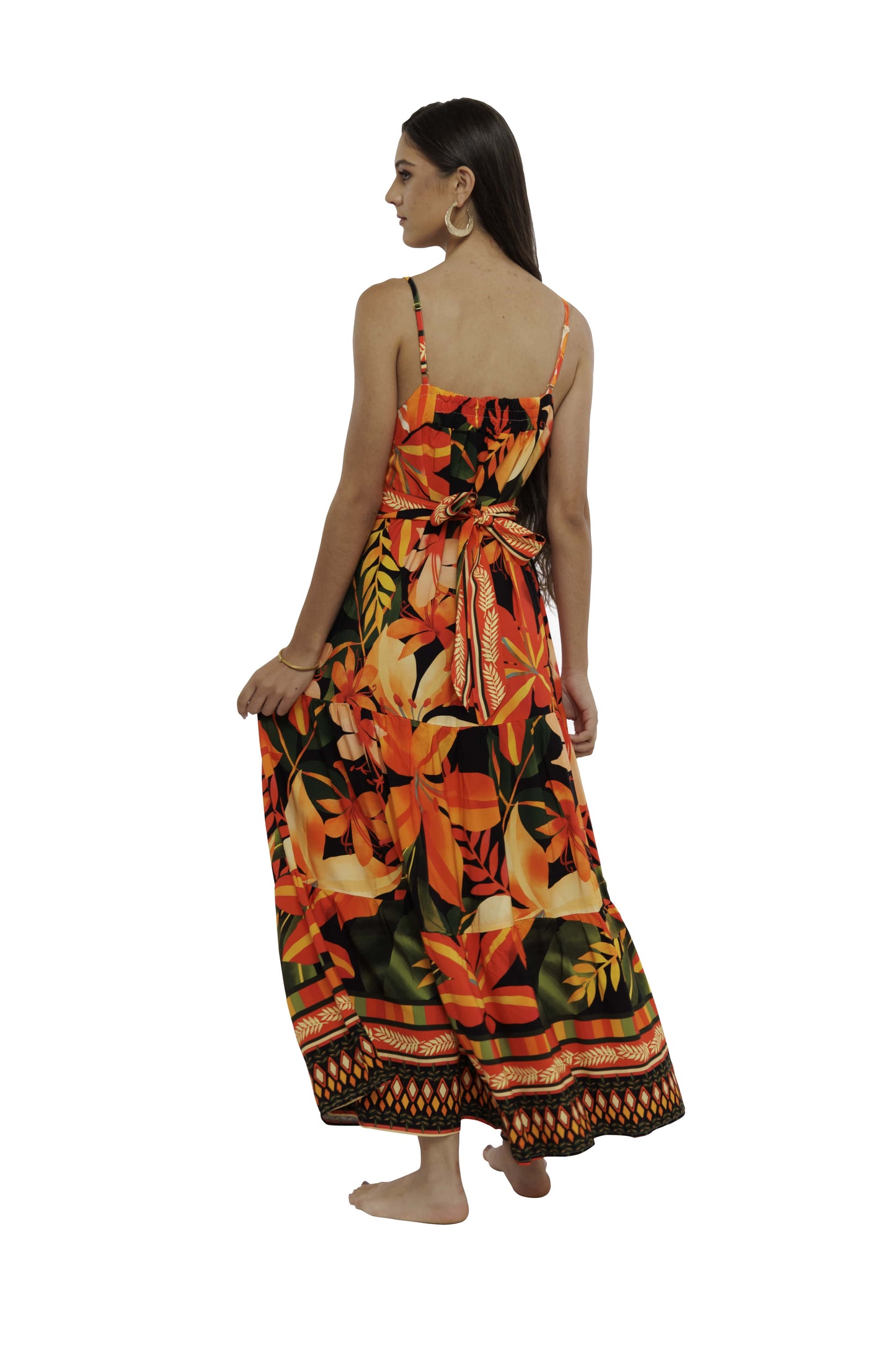 Vestido longo com cinto Miami Nights