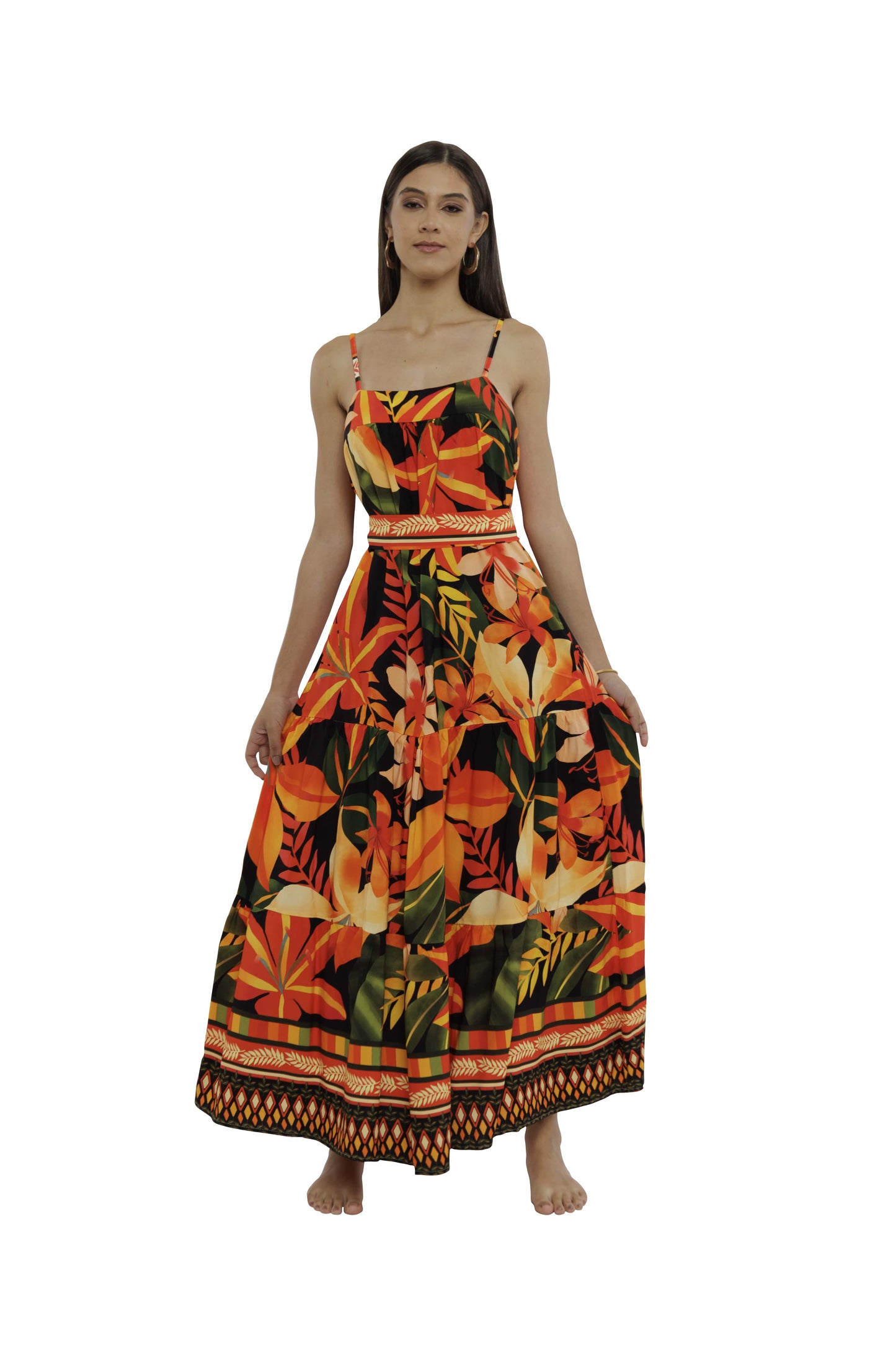 Vestido longo com cinto Miami Nights