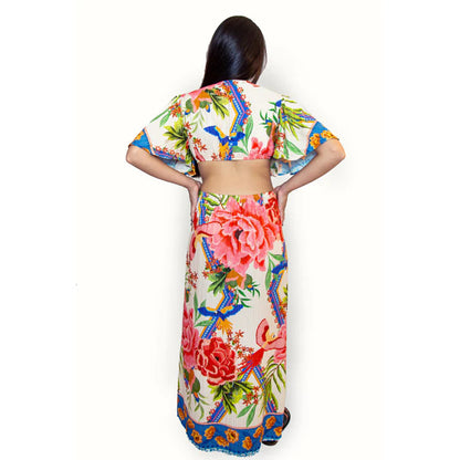 Vestido longo com recorte na cintura Julia