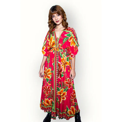 Vestido longo decote em V Amalia