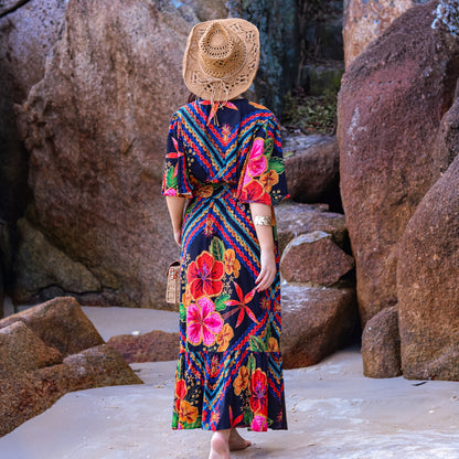 Vestido longo decote em V Josefine