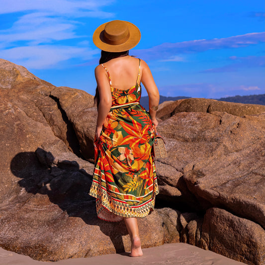 Vestido longo com alça Miami Tropical