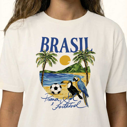 Camiseta Feminina Praia Sol e Futebol Plus Size