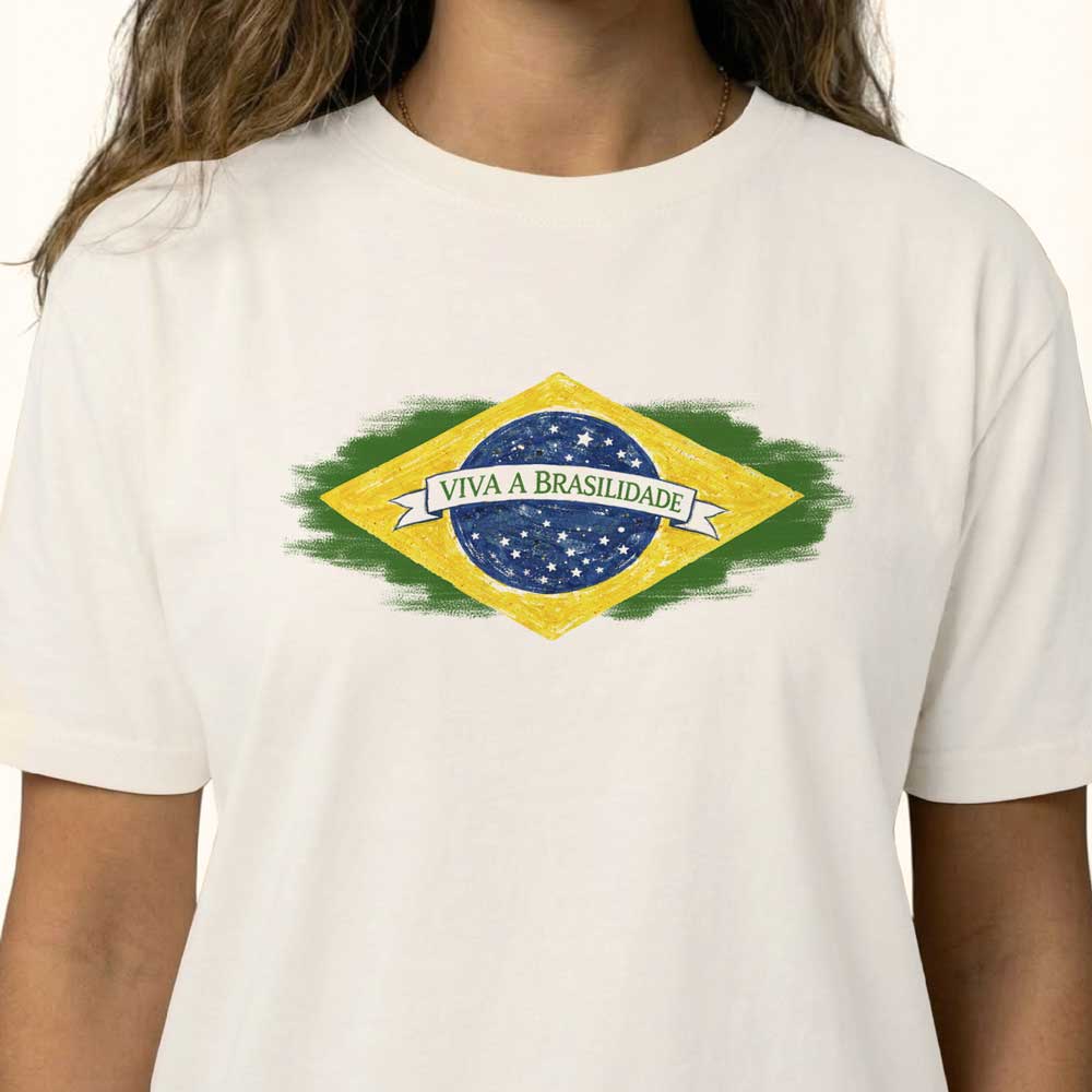 Camiseta Feminina Viva a Brasilidade Plus Size