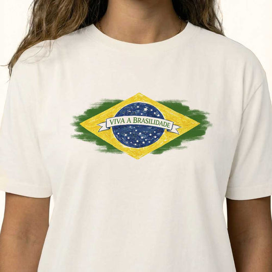 Camiseta Feminina Viva a Brasilidade Plus Size
