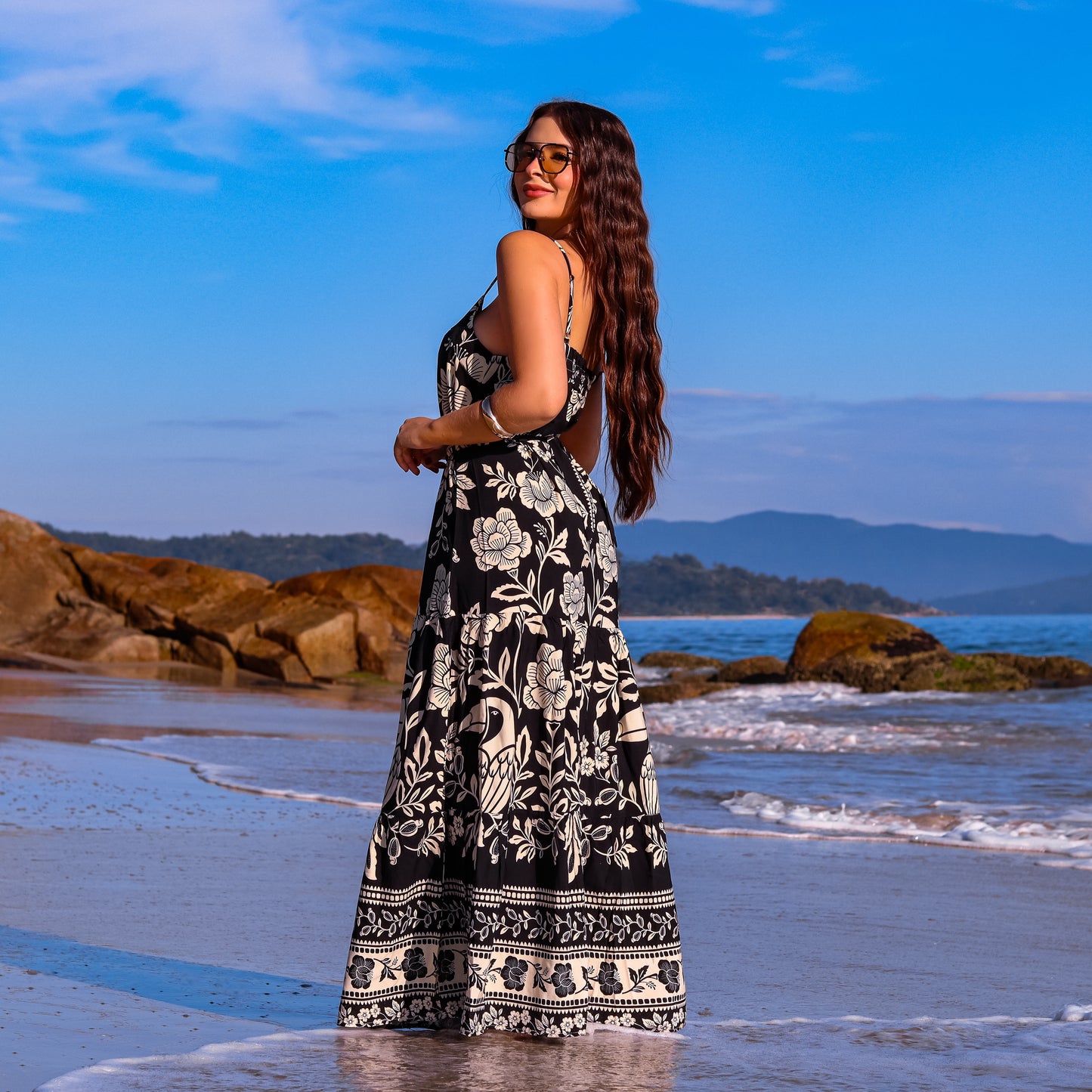 Vestido longo com cinto Dubai Nights