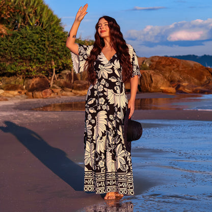 Vestido longo com manga Brasil Stars