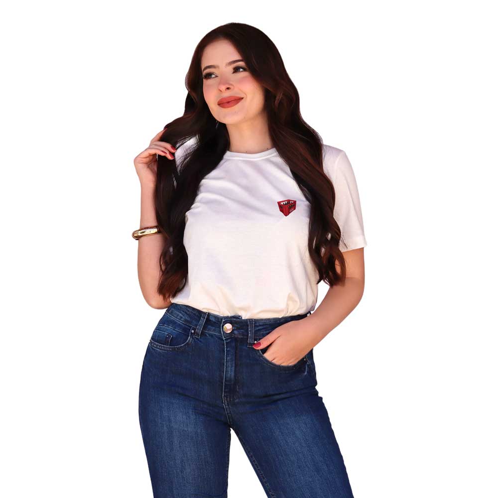 Camiseta Feminina Mini Bordado Engradado