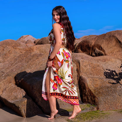 Vestido longo regata fenda Cairo Shine