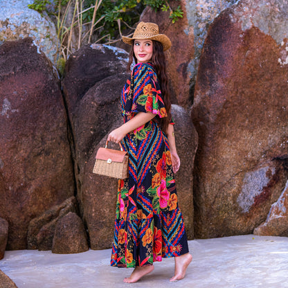 Vestido longo decote em V Josefine