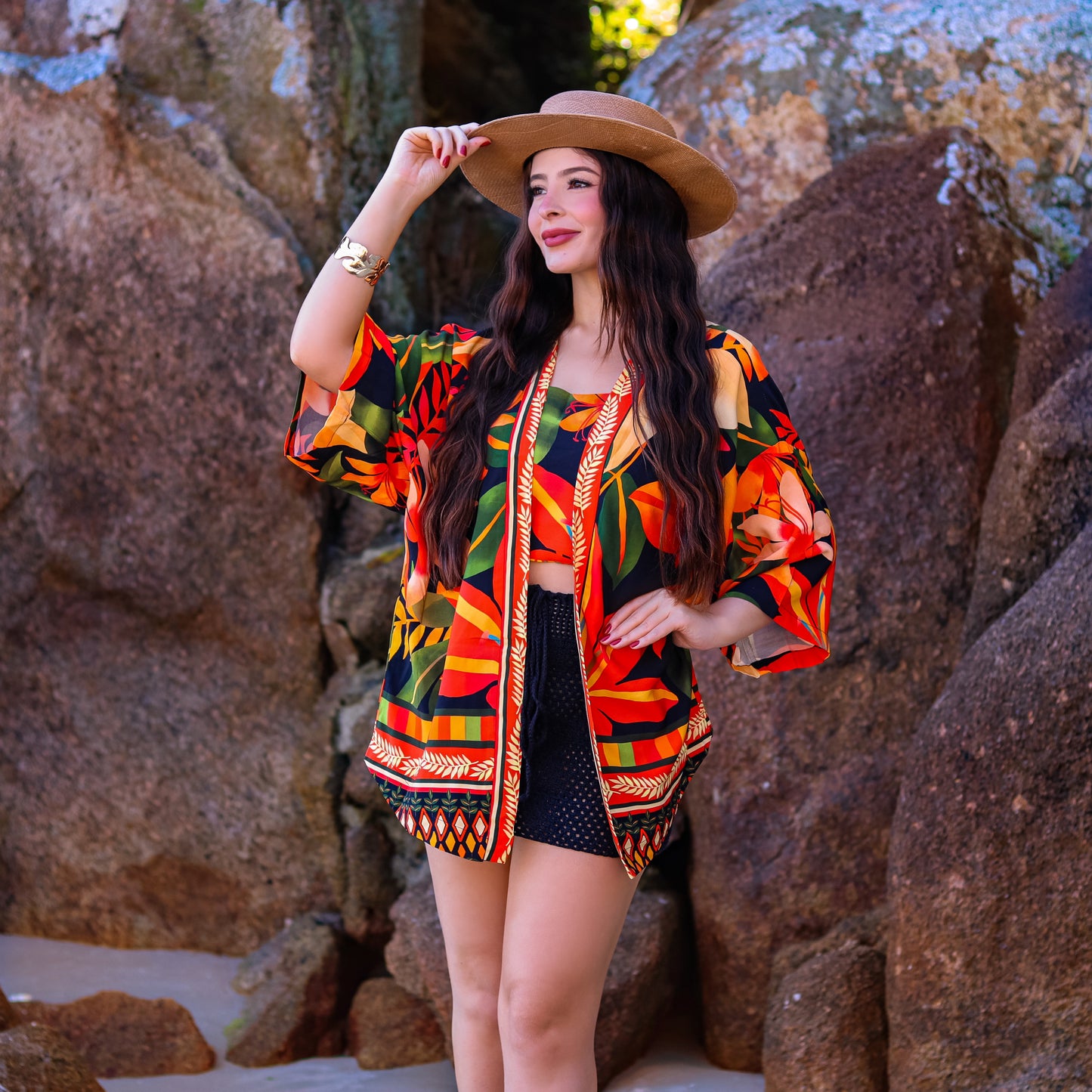 Kimono + Cropped Miami Tropical