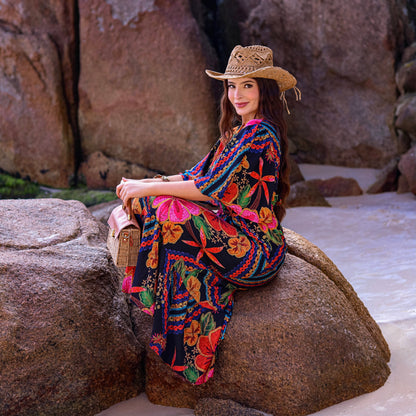 Vestido longo decote em V Josefine