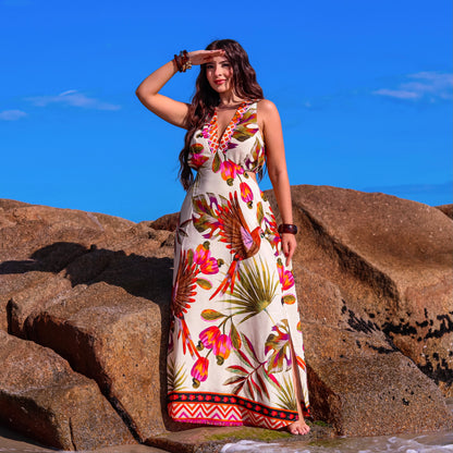 Vestido longo regata fenda Cairo Shine