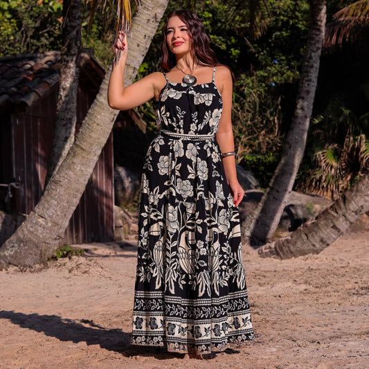 Vestido longo com cinto Dubai Nights